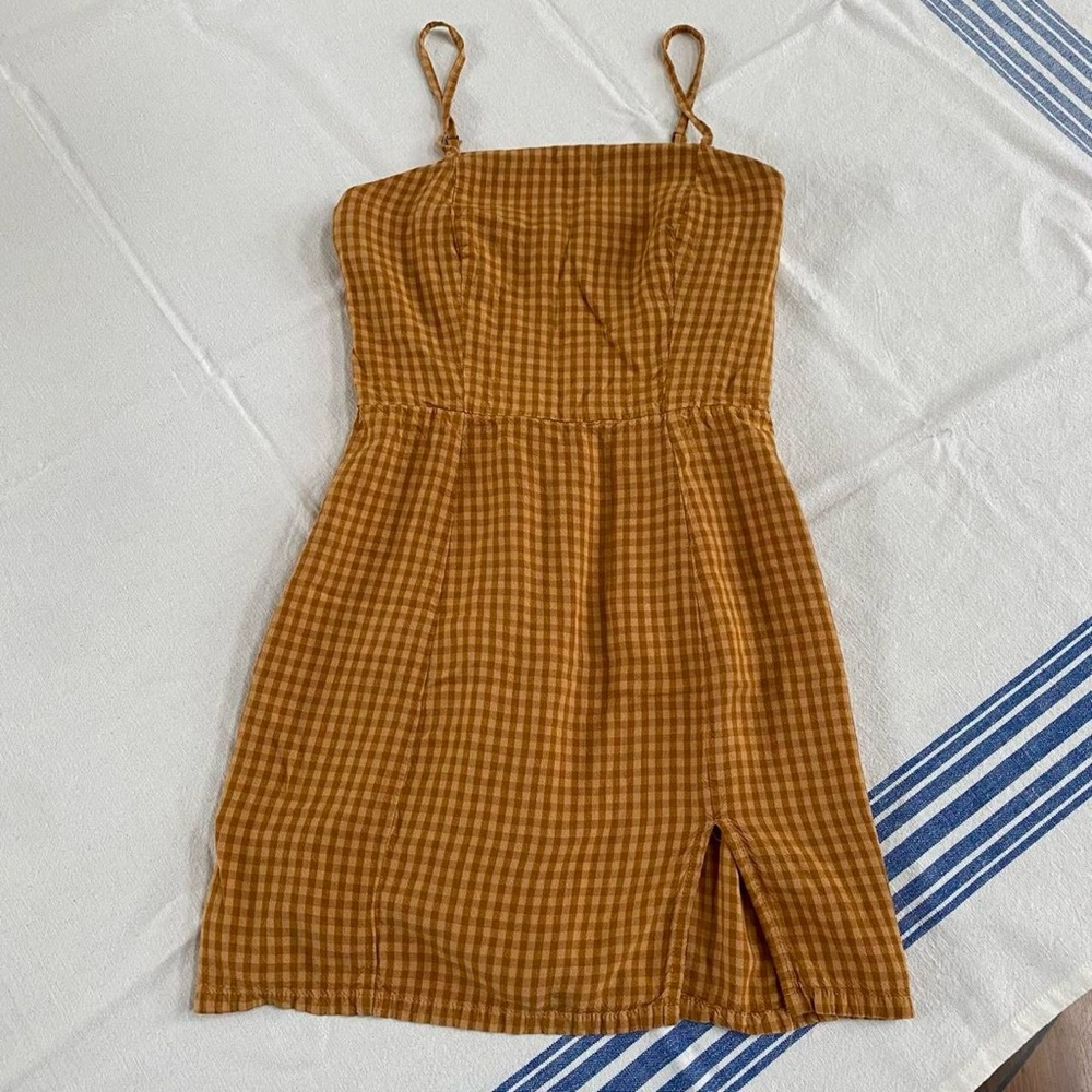 Aeropostale Orange Gingham Slim Mini Dress Sz S Farmhouse Cottagecore Gingham